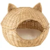 PARIS PRIX - Panier pour chat en rotin "coussin" 60cm beige