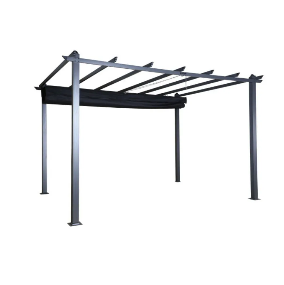 PARIS PRIX - Pergola avec toit "lazio" 395cm noir