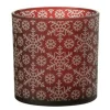 PARIS PRIX - Photophore design en verre "neige" 15cm rouge