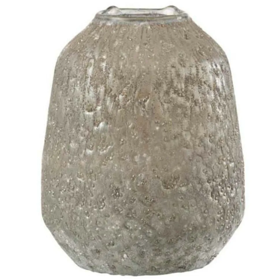 PARIS PRIX - Photophore en verre "obliqua" 19cm gris bleu