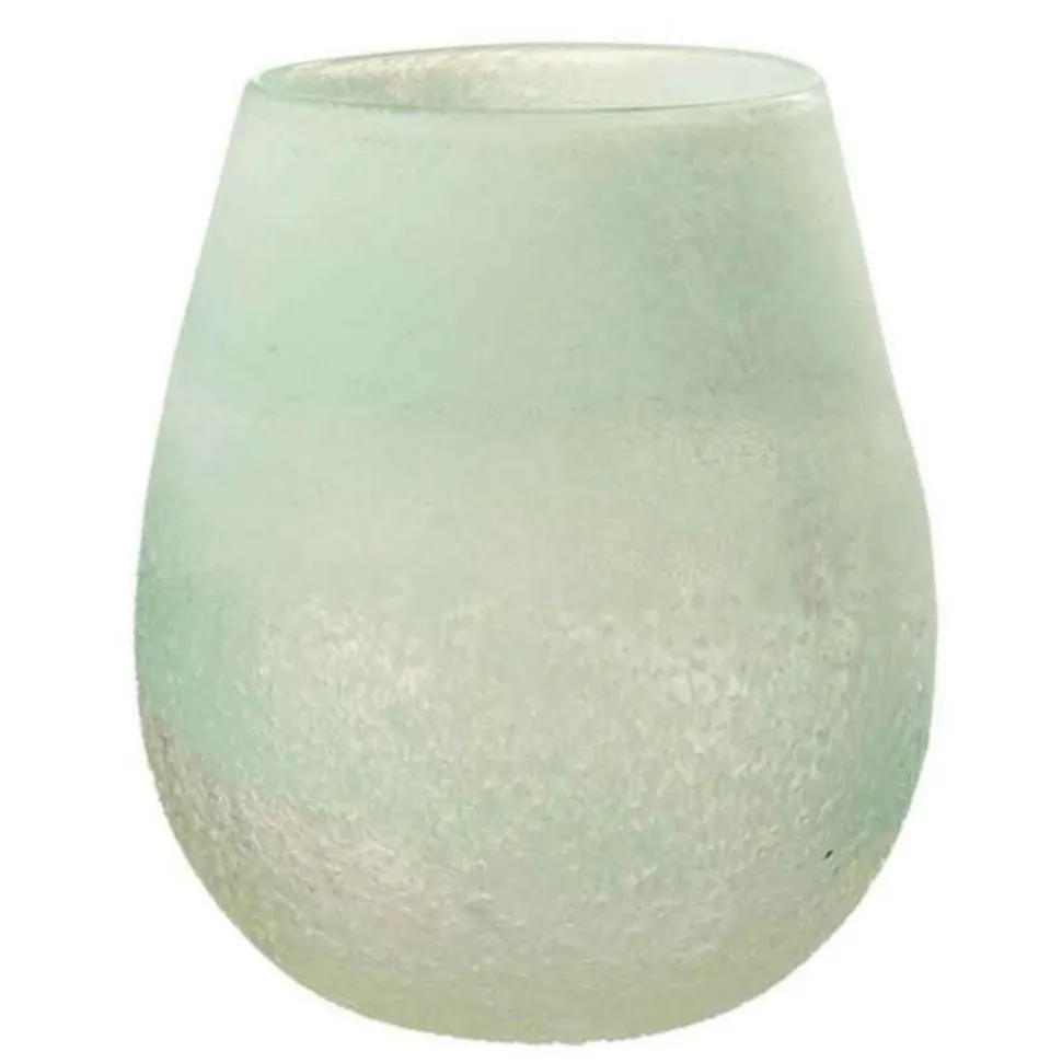 PARIS PRIX - Photophore en verre design "scavo" 22cm aqua