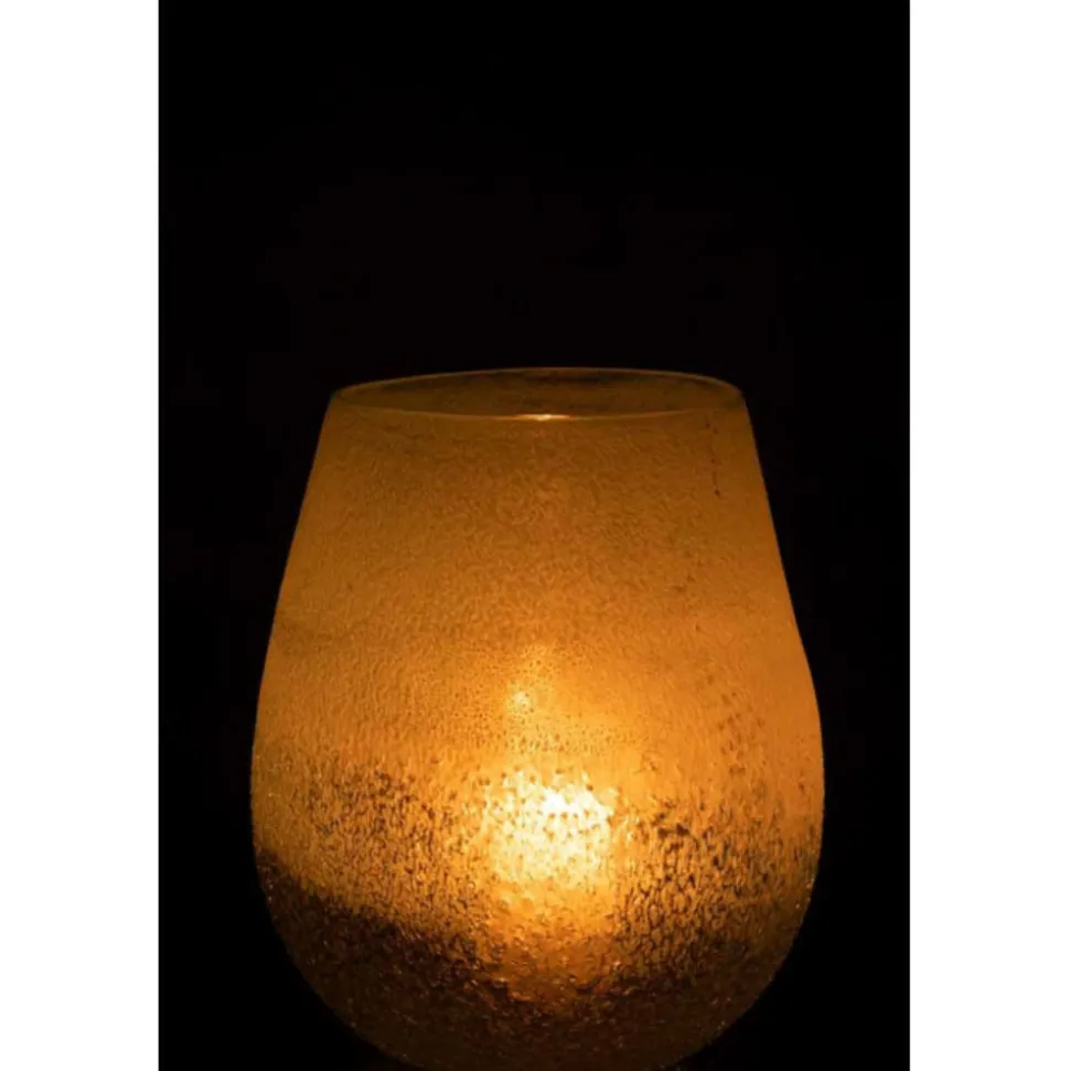 PARIS PRIX - Photophore en verre design "scavo" 22cm aqua