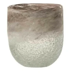 PARIS PRIX - Photophore en verre design "scavo" 15cm gris