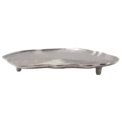 PARIS PRIX - Plateau décoratif "wood art" 39cm argent