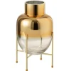 PARIS PRIX - Vase cylindrique sur pied "arnaud" 33cm or
