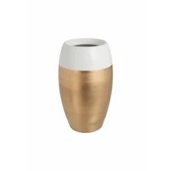 PARIS PRIX - Vase design "bord terre cuite" 30cm blanc & or
