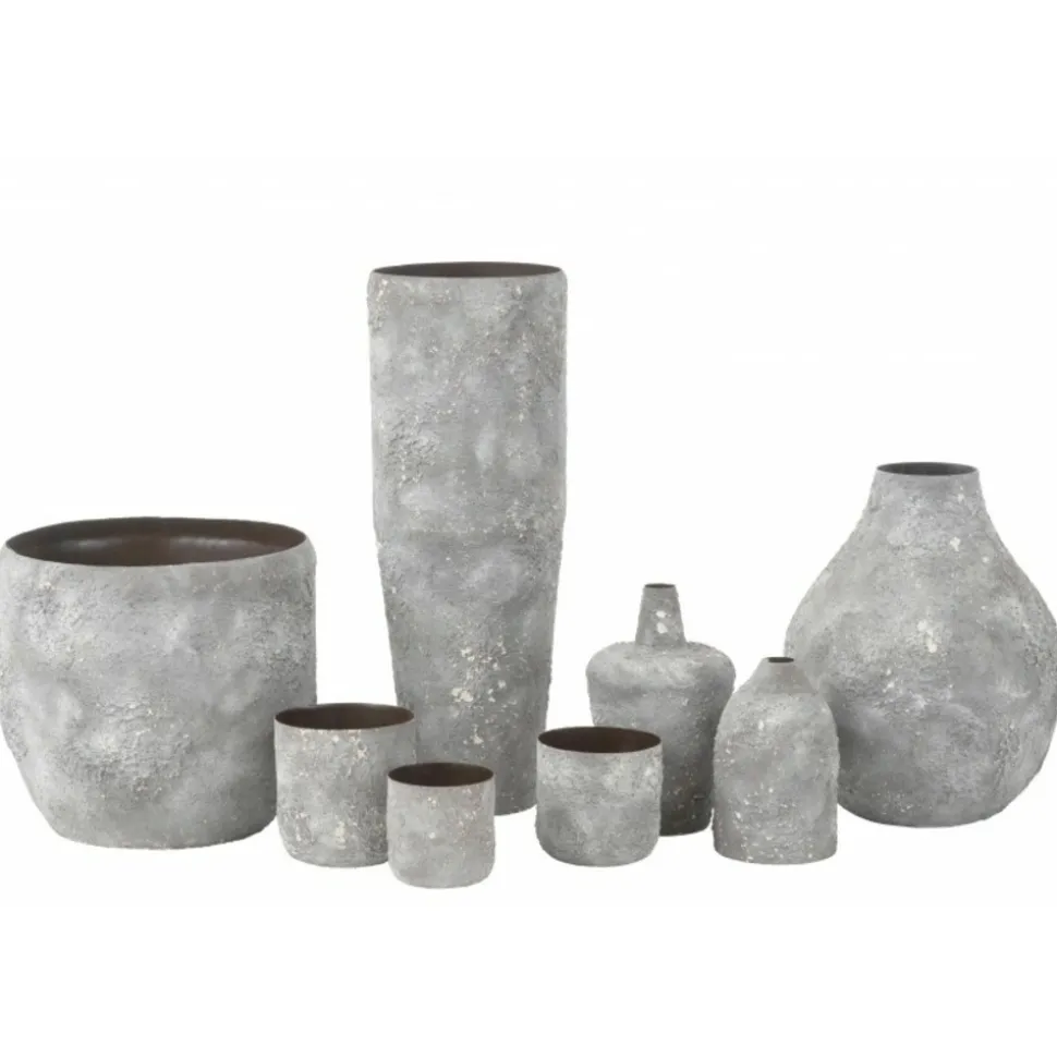 PARIS PRIX - Vase design en métal "effy" 24cm gris