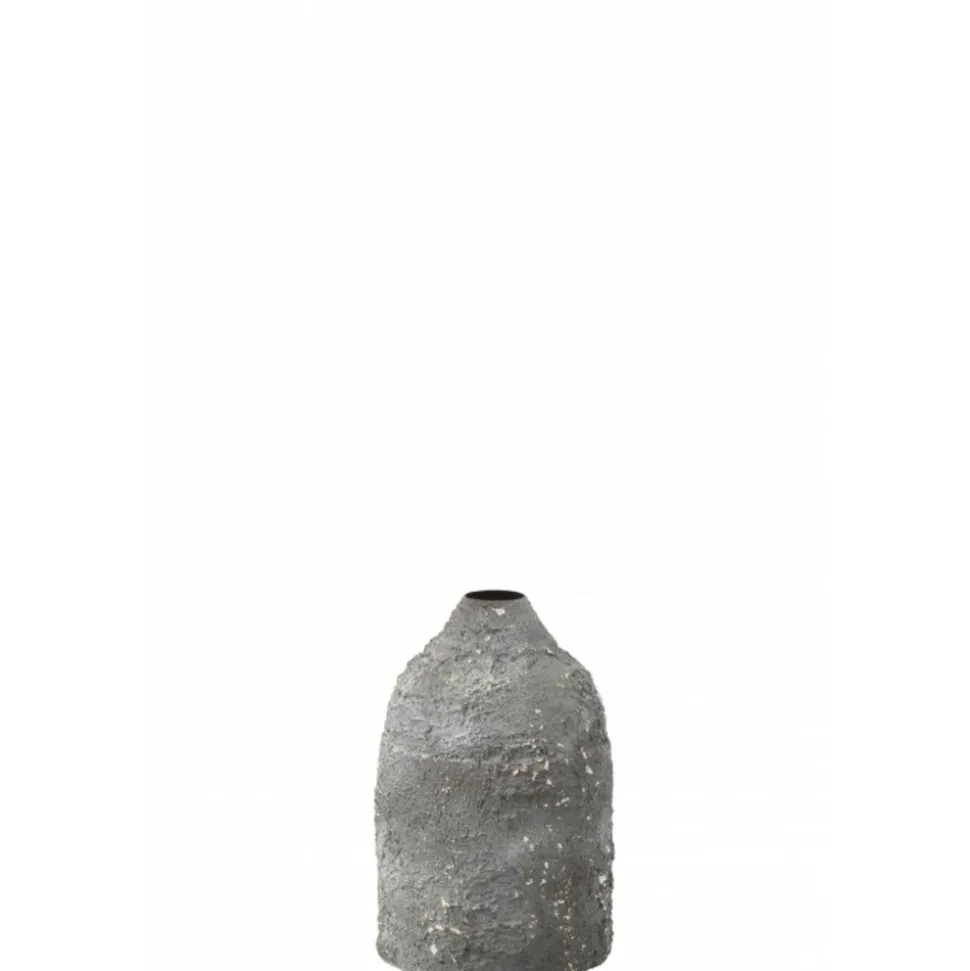 PARIS PRIX - Vase design en métal "effy" 24cm gris
