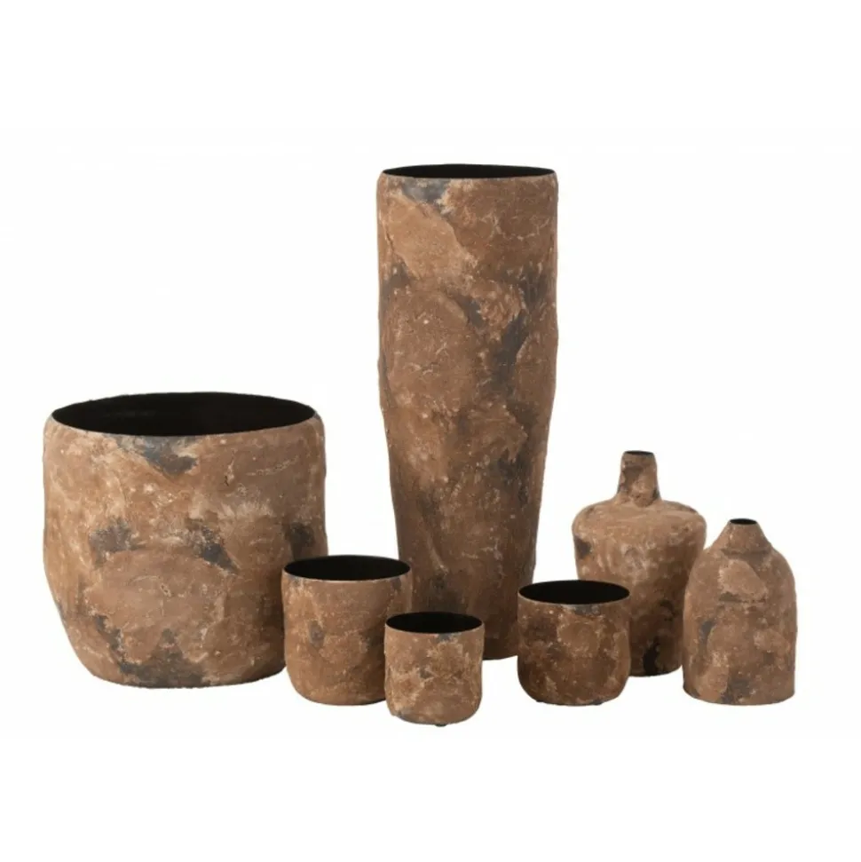 PARIS PRIX - Vase design en métal "effy" 39cm marron