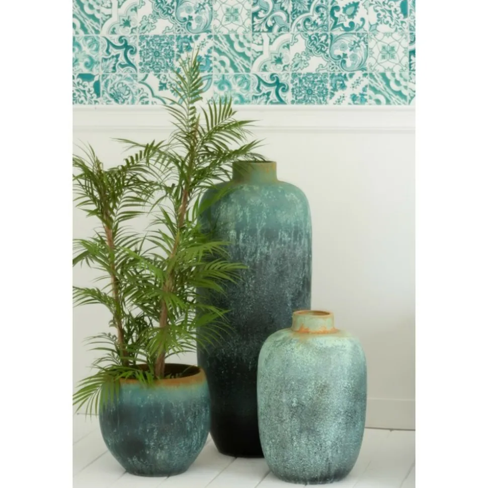 PARIS PRIX - Vase design en céramique "vintage" 93cm bleu