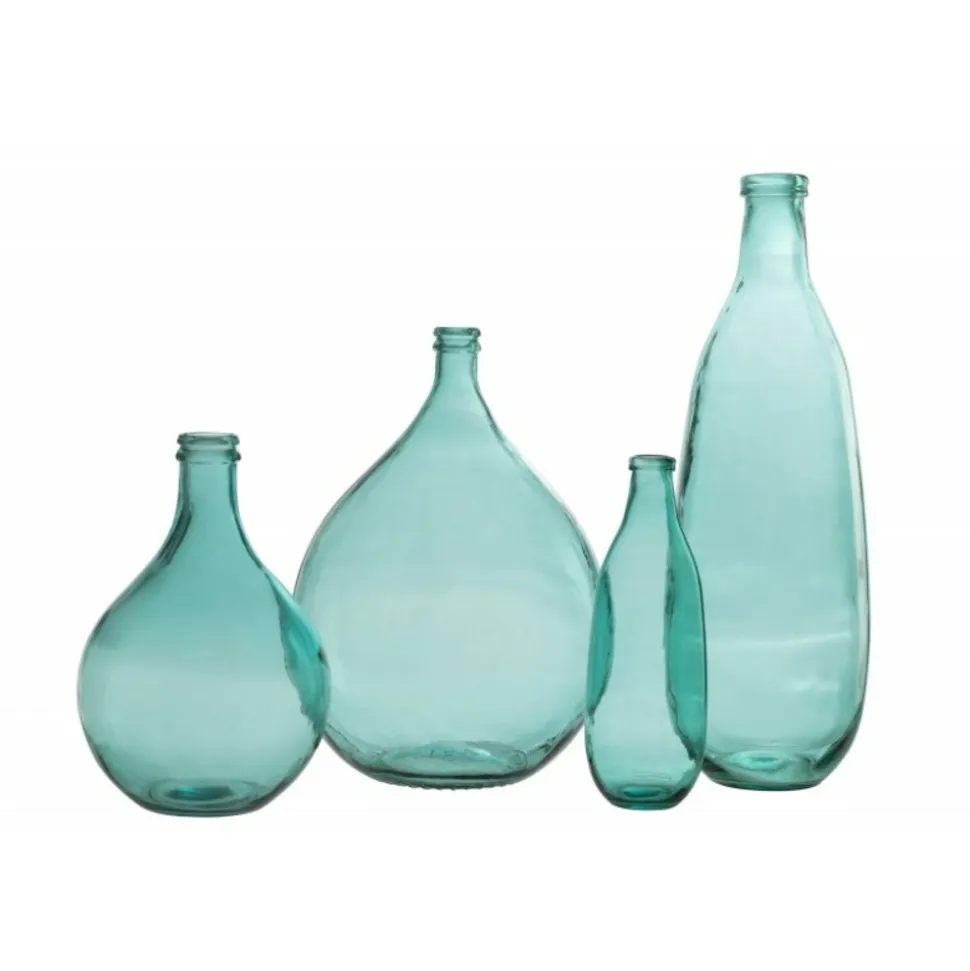 PARIS PRIX - Vase design en verre "bouteille" 56cm bleu azur