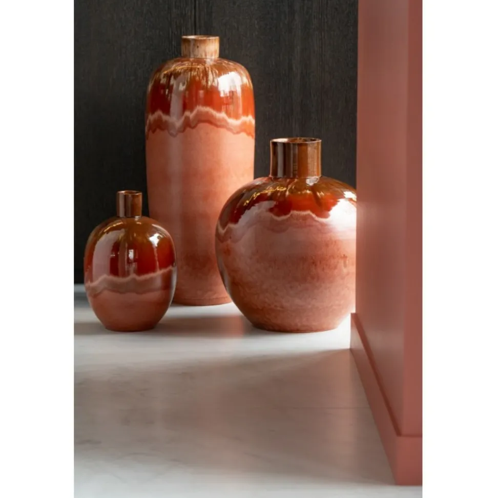 PARIS PRIX - Vase ovale en céramique "aline" 46cm rouge