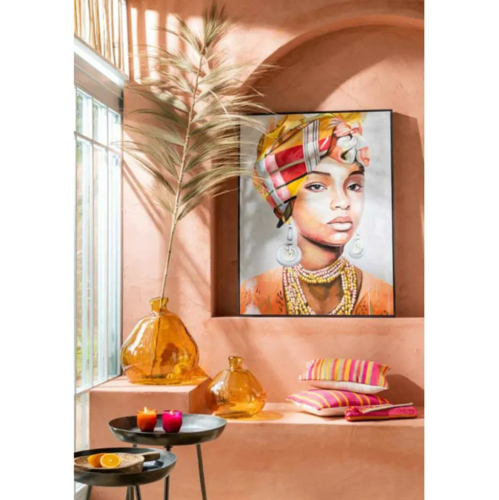 PARIS PRIX - Vase rond design en verre "laura" 35cm ocre