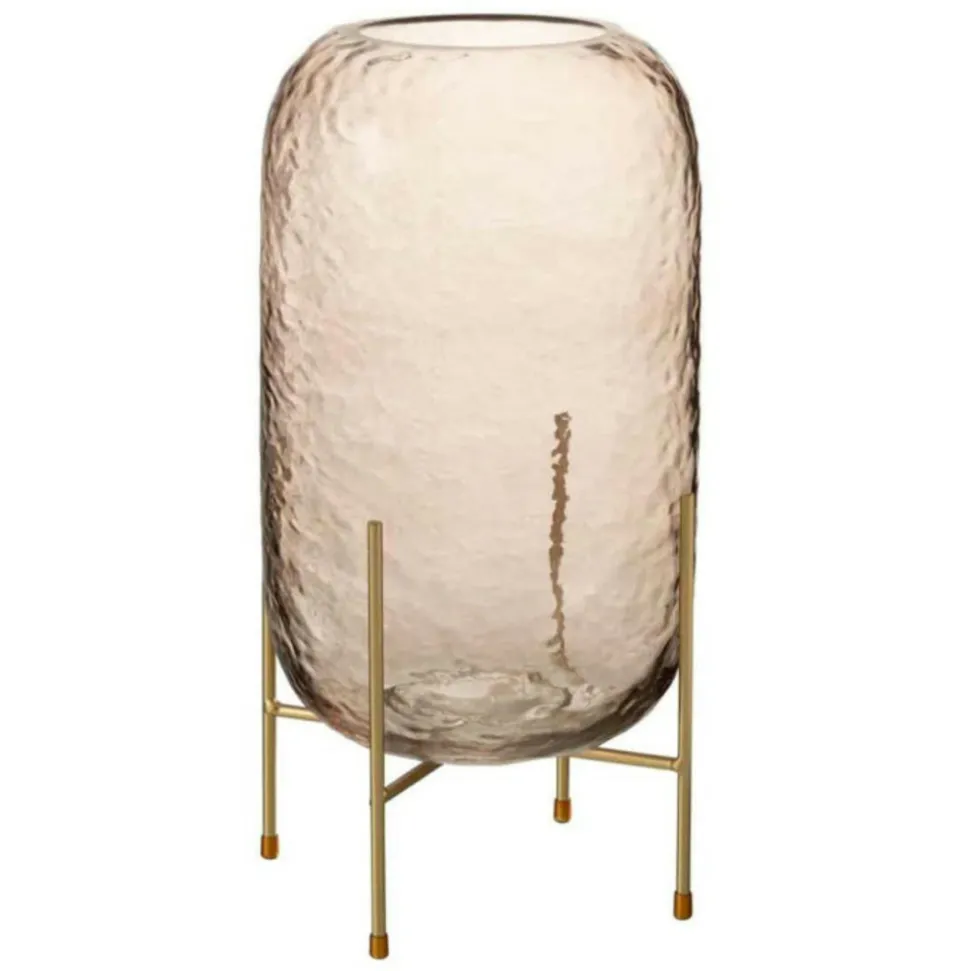 PARIS PRIX - Vase sur pied en verre "pieto" 30cm marron
