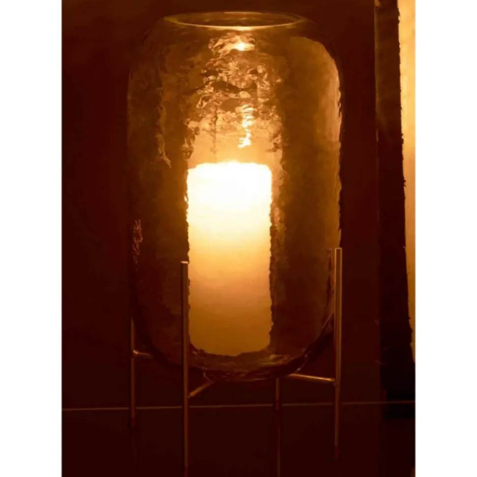 PARIS PRIX - Vase sur pied en verre "pieto" 30cm marron