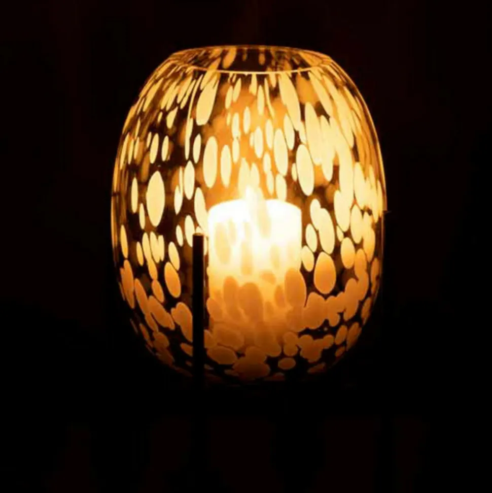 PARIS PRIX - Vase sur pied design "tâche" 22cm gris & blanc
