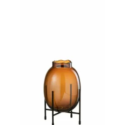 PARIS PRIX - Vase sur pied design "tonato" 25cm marron & noir