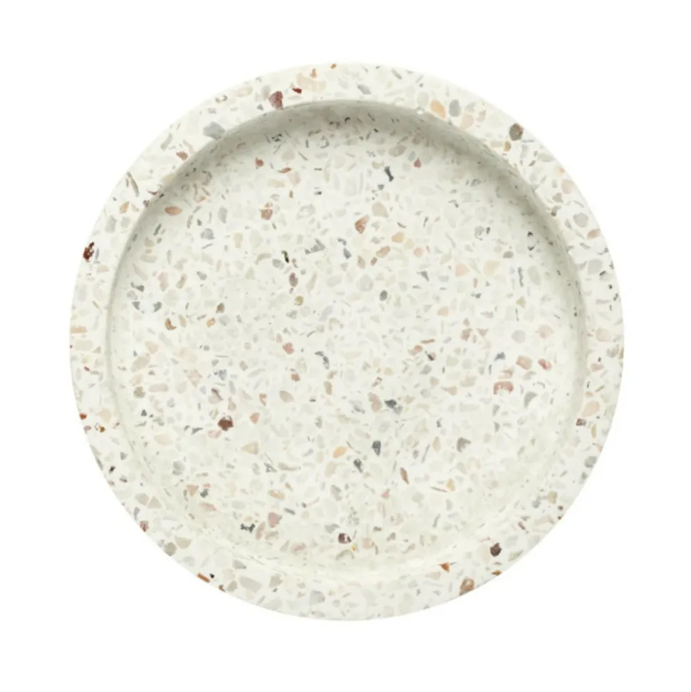PARIS PRIX - Vide-poche en ciment "terrazzo" 12m blanc
