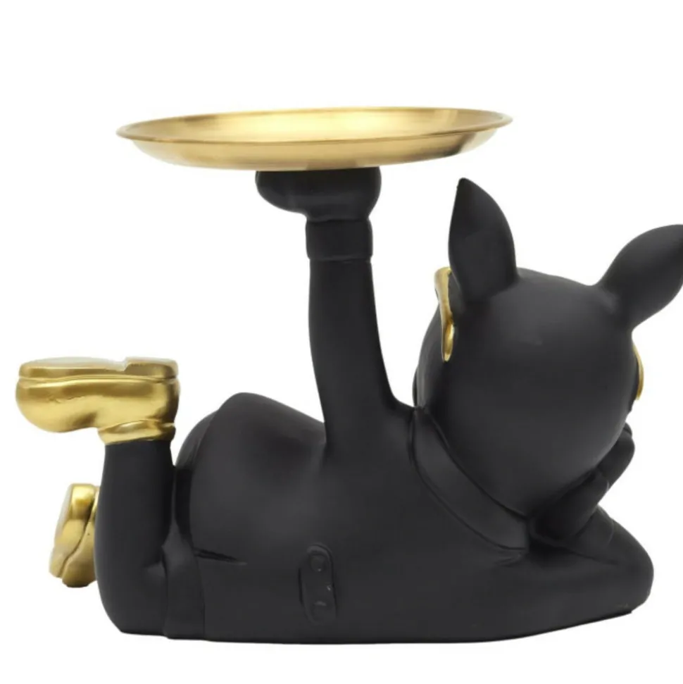 PARIS PRIX - Vide-poche statue "bulldog" 27cm noir