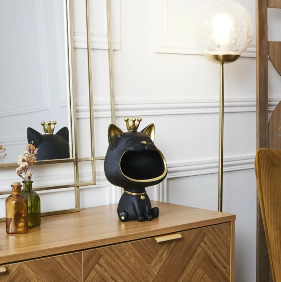 PARIS PRIX - Vide-poche statue "chat" 25cm noir