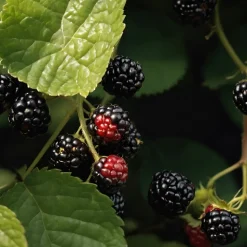 PLANT IN A BOX - Mûrier - set de 4 - rubus fruticosus 'thornfree' - hauteur 50-60cm - ⌀15cm
