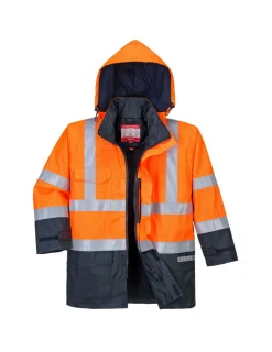 PORTWEST - Parka hv bizflame rain multi-risques couleur : orange/marine taille xl - portwest