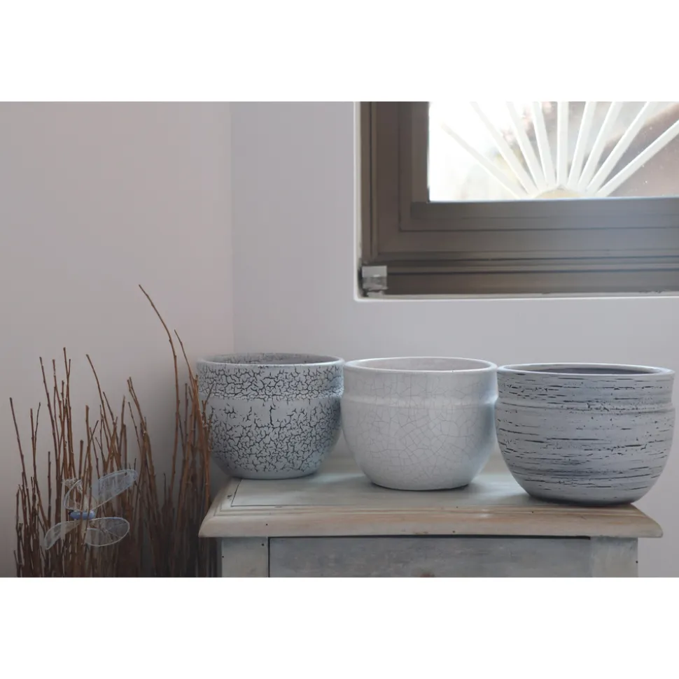 POTERIE D'ALBI - Pot d'intérieur Austral Faïence de Marbre D.20xH.16cm