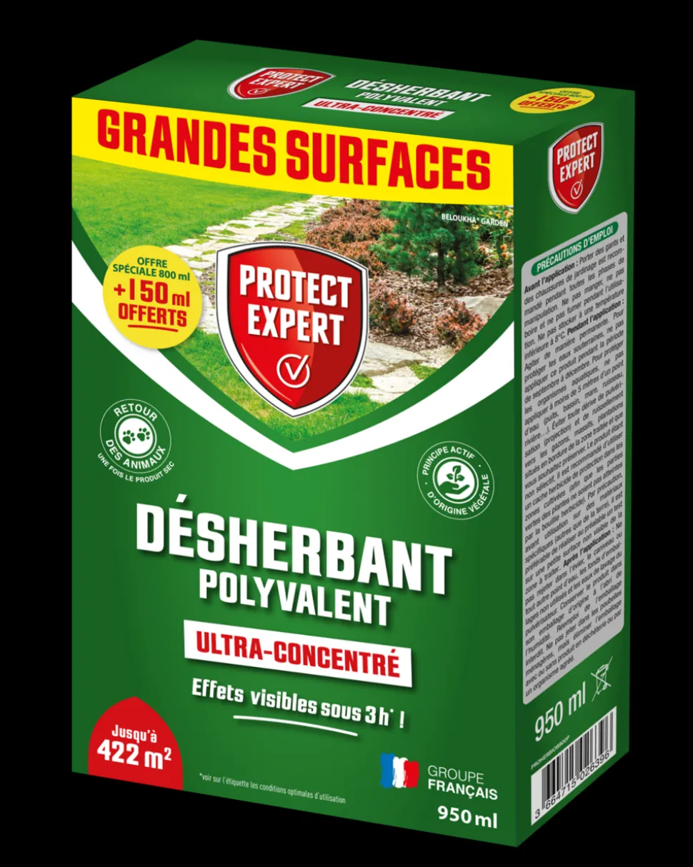 PROTECT EXPERT - Proherbiob800p - désherbant polyvalent ultra concentré - 800ml + 150ml - permet d'éliminer les mauvaises herbes et mousses