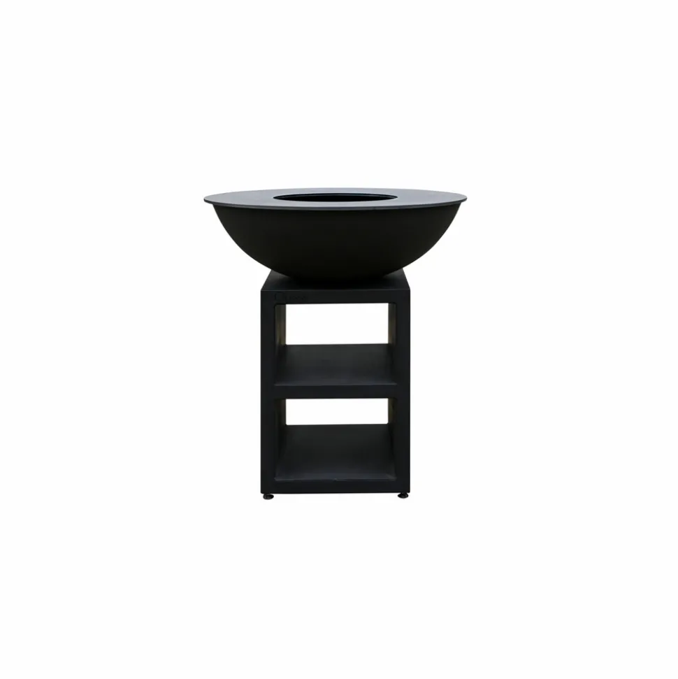 QUOCO - Brasero piatto large noir ø94 + grille + spatule + housse