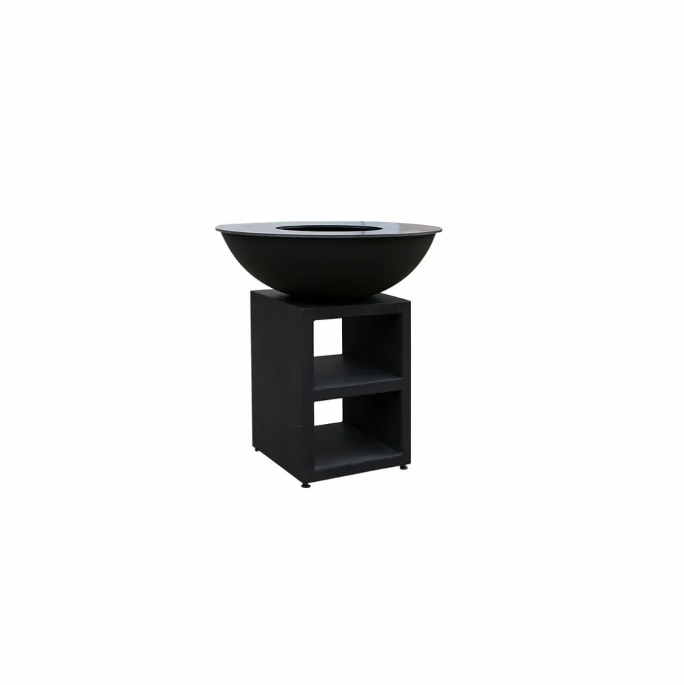 QUOCO - Brasero piatto large noir ø94 + grille + spatule + housse