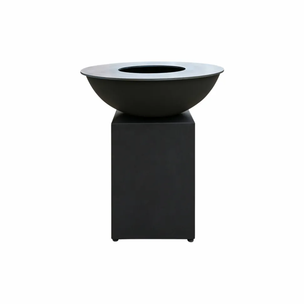 QUOCO - Brasero piatto large noir ø94 + grille + spatule + housse