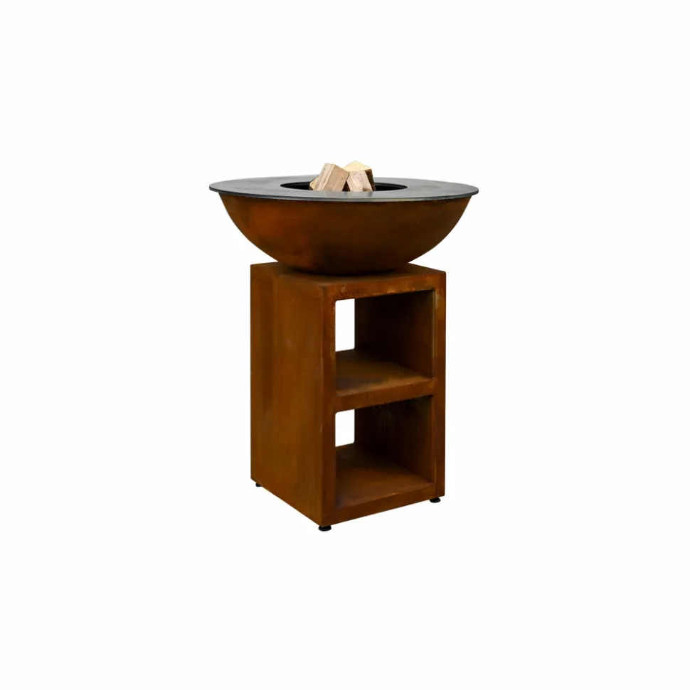 QUOCO - Brasero piatto medium corten ø84 + grille + spatule + housse