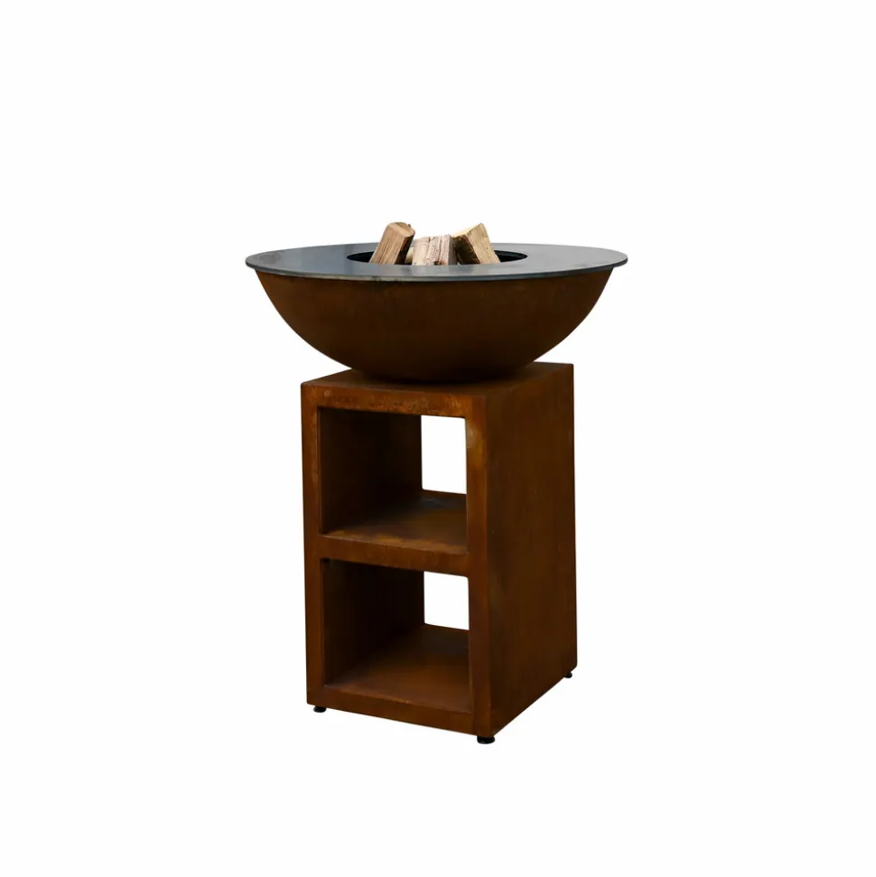 QUOCO - Brasero piatto medium corten ø84 + grille + spatule + housse