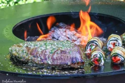 QUOCO - Brasero piatto tavolo medium corten ø84 + grille + spatule + housse