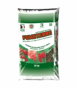 RACINE - Fumier bovin déshydraté, sac de 25 kg - f-ter002