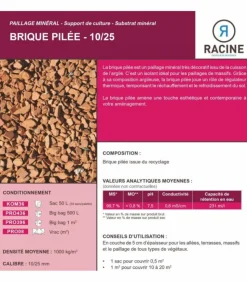RACINE - Paillage minéral décoratif en brique pilée 10/25 big bag 1 m3 pour 20m2