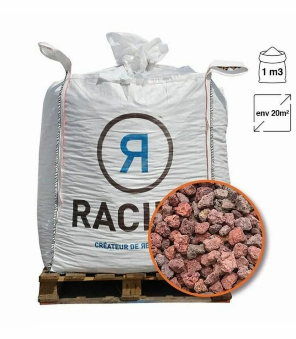 RACINE - Paillage minéral en pouzzolane rouge 12/20 big bag 1 m3 pour 20m2