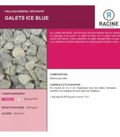 RACINE - Paillage minéral galet marbre ice blue 25-40mm, big bag 500 kg - f-pai012