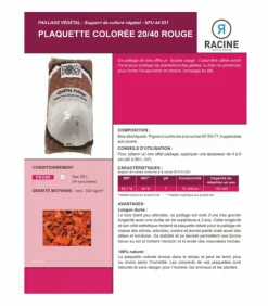 RACINE - Paillage plaquette colorée 20/40mm, rouge, 48 sacs 50l - pro99-48x50