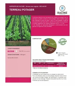 RACINE - Terreau potager avec engrais organique, sac de 50 l - pro218