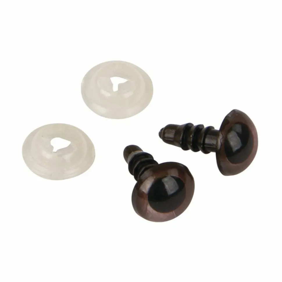 RAYHER - 10 yeux marron de peluche à visser ø 8 mm avec rondelles