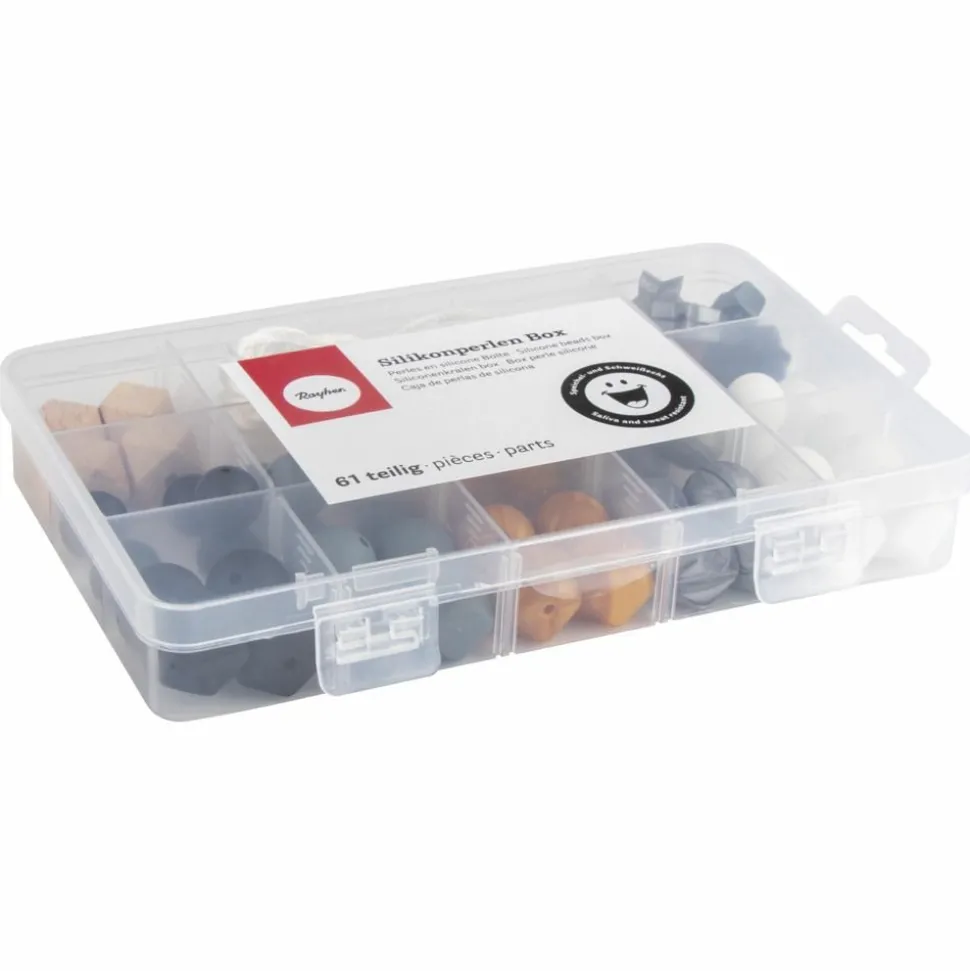 RAYHER - Coffret de perles en silicone - doré et argenté