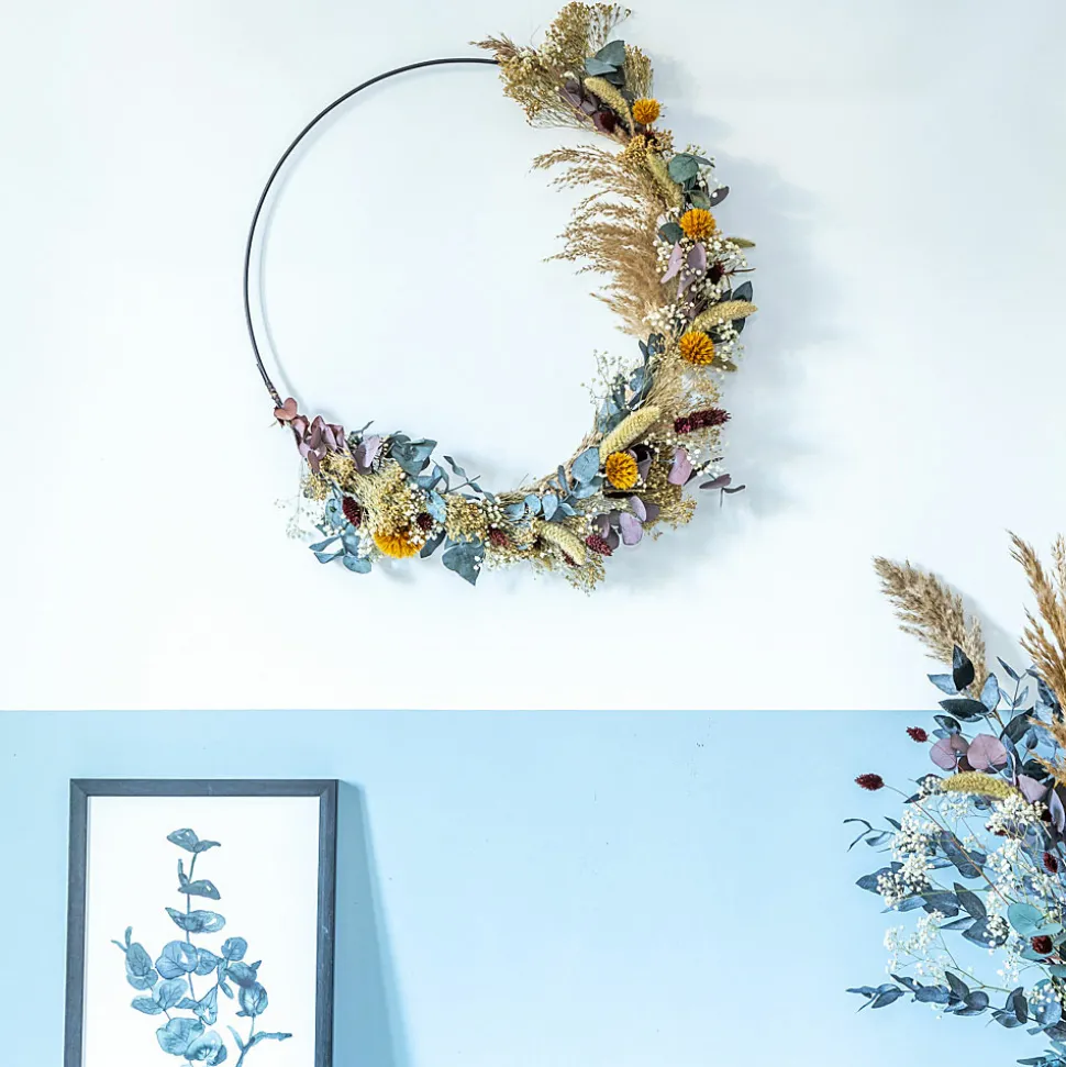 RECONCILIATION VEGETALE - Couronne murale de fleurs séchées hector d50cm