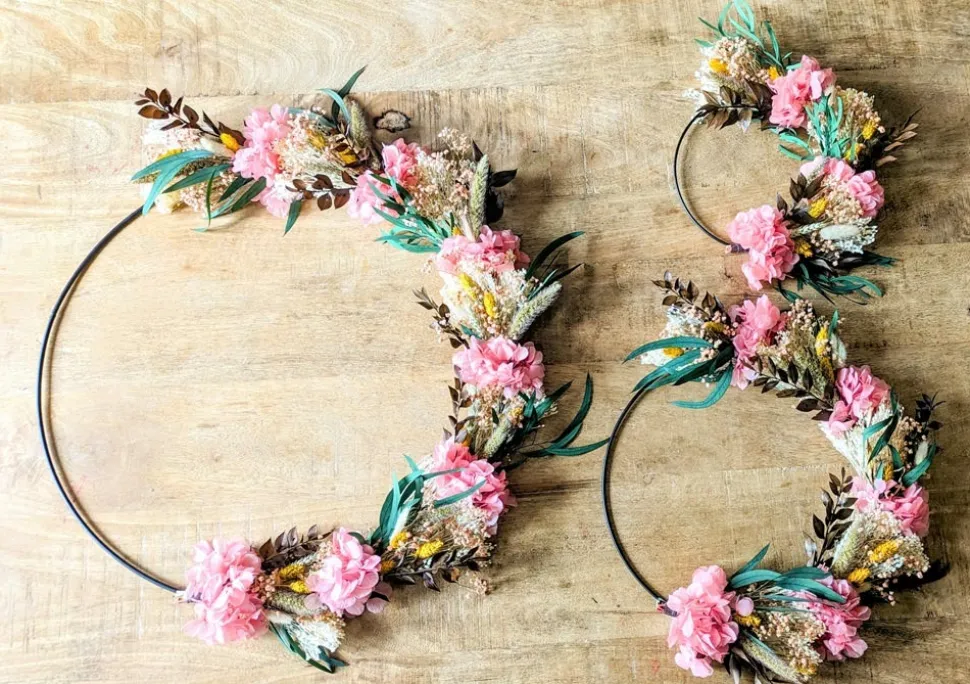 RECONCILIATION VEGETALE - Couronne murale de fleurs séchées honorine d30cm