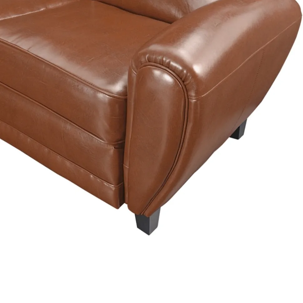 RENDEZ-VOUS DÉCO - Club - canapé 2 places camel en croute de cuir enduite