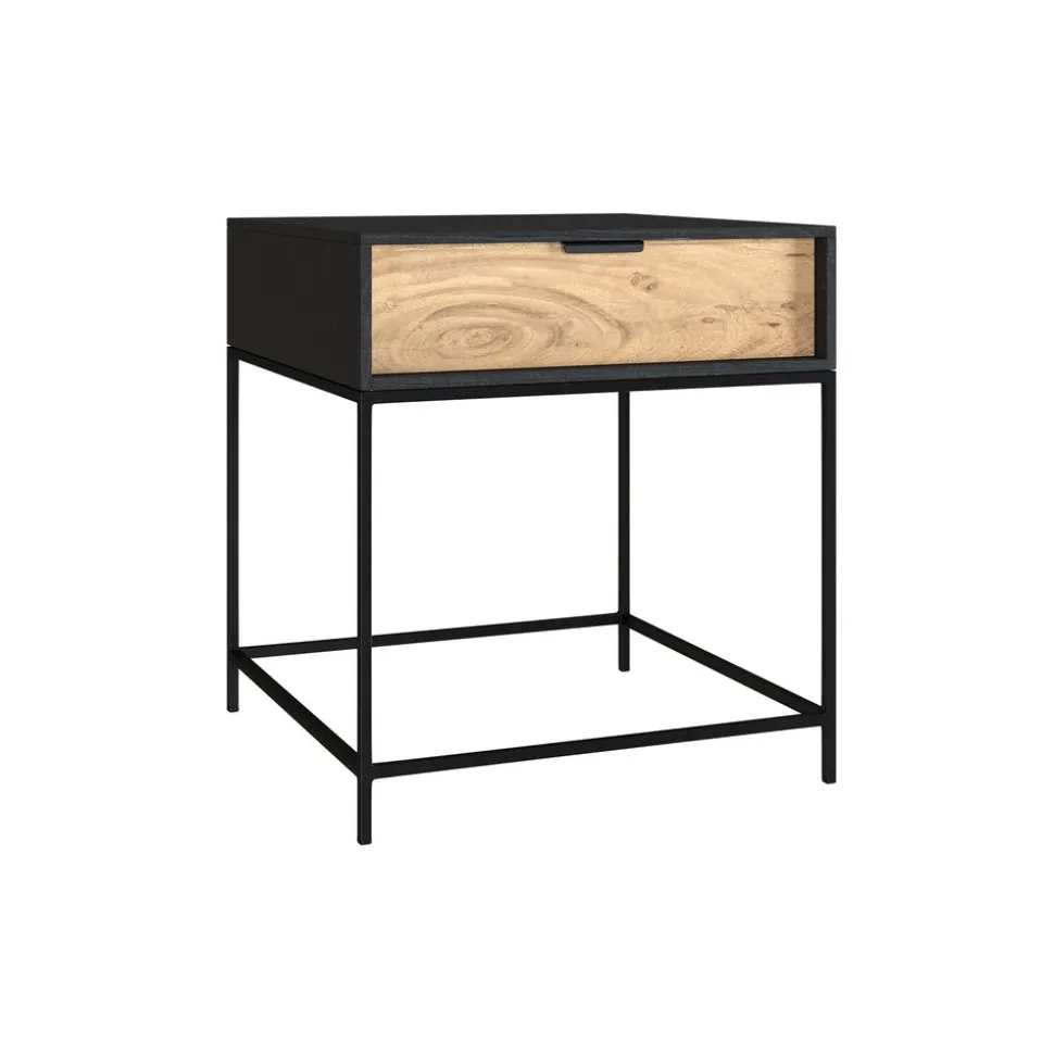 RENDEZ-VOUS DÉCO - Jakson - table de chevet 1 tiroir en bois d'acacia et métal noir