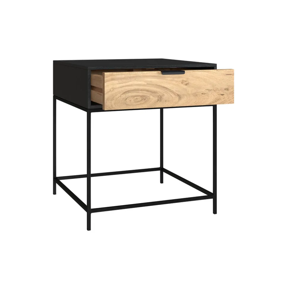RENDEZ-VOUS DÉCO - Jakson - table de chevet 1 tiroir en bois d'acacia et métal noir