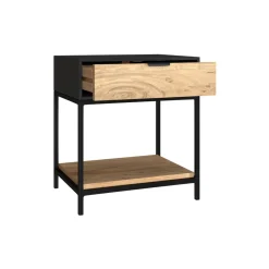 RENDEZ-VOUS DÉCO - Jakson - table de chevet en bois et métal noir 1 tiroir