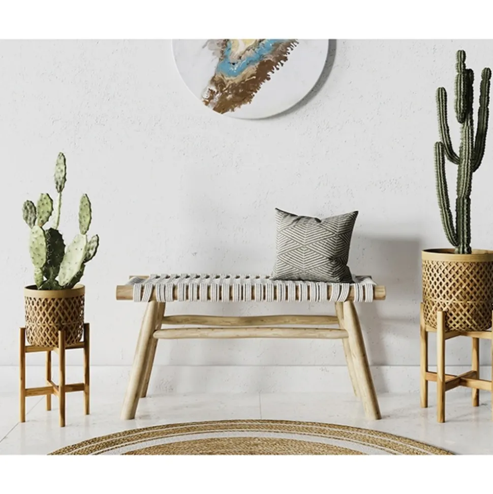 RENDEZ-VOUS DÉCO - Mila - cache-pot pieds en teck et bambou (lot de 2)