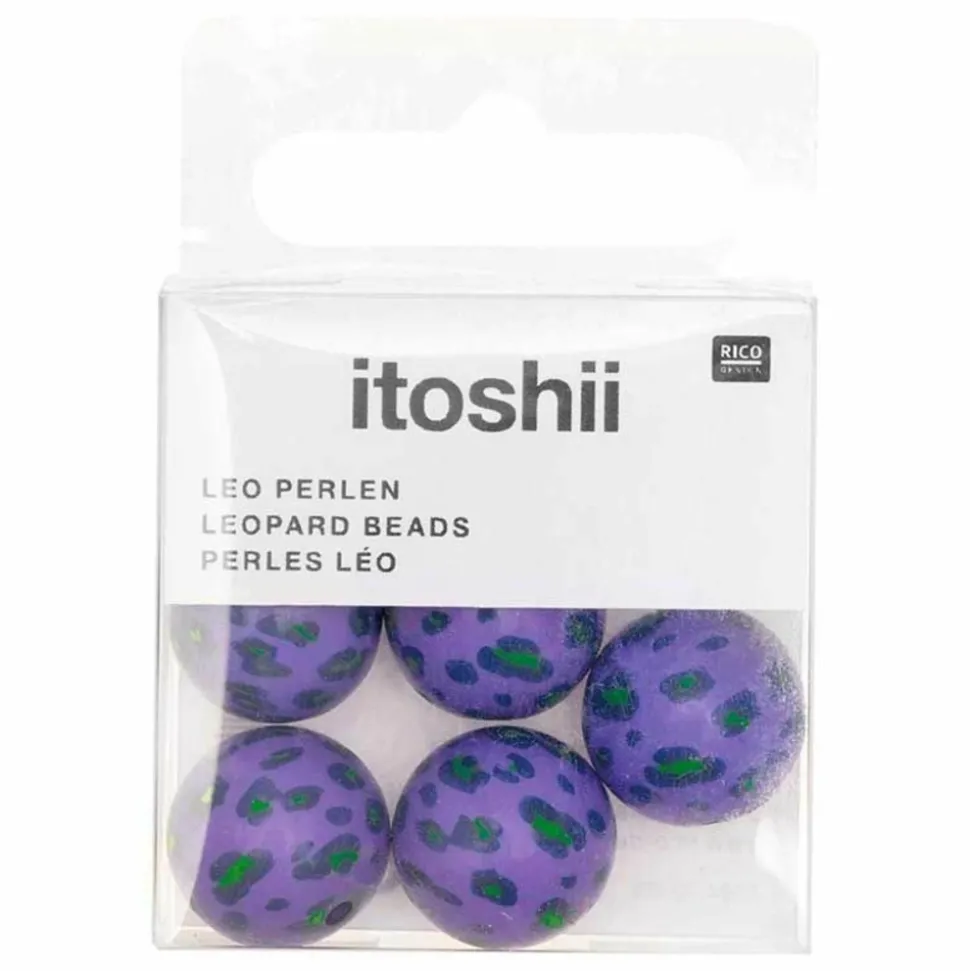 RICO DESIGN - 5 perles acid leo lilas ø 16 mm